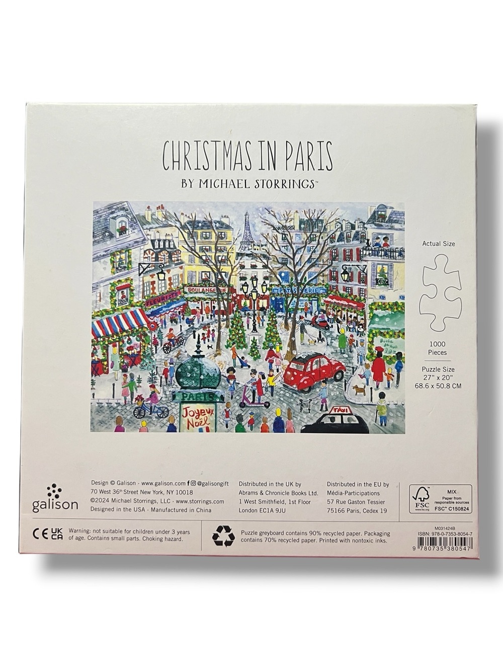 Galison Christmas in Paris 1000-Piece Foil Puzzle Michael Storrings - Picture 3 of 4